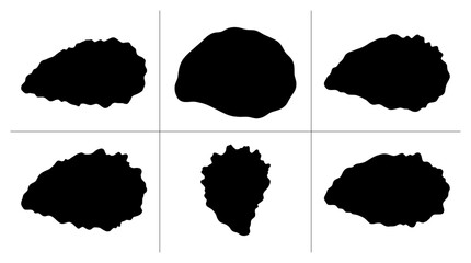 Oyster silhouettes set with various shapes for seafood menus, logos, and culinary design © Nasir