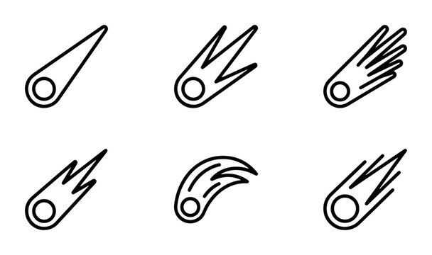 Comet icon set, glyph for science and space