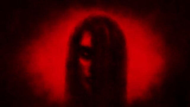 Dark horror 2D video clip for Halloween. Abstract Vj looped 2D animation in horror fantasy genre. Black and red background.
