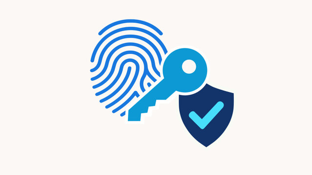 Biometric passkey. Fingerprint authentication and digital key. Passwordless identity security concept
