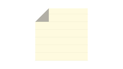 Square sticky note paper sheet with peeled corner and horizontal line memo pad adhesive office supply school reminder yellow blank template texture © MNMunni
