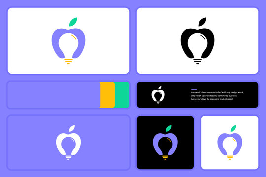 apple light bulb logo vecto, Creative Apple Lightbulb Minimalist Logo Design for Innovation, Education, Technology, Branding, Modern Business Identity, and Smart Creative Concepts.