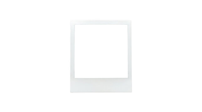 Blank instant photo frame, white vintage polaroid picture template, retro photography mock up isolated on Transparent Background
