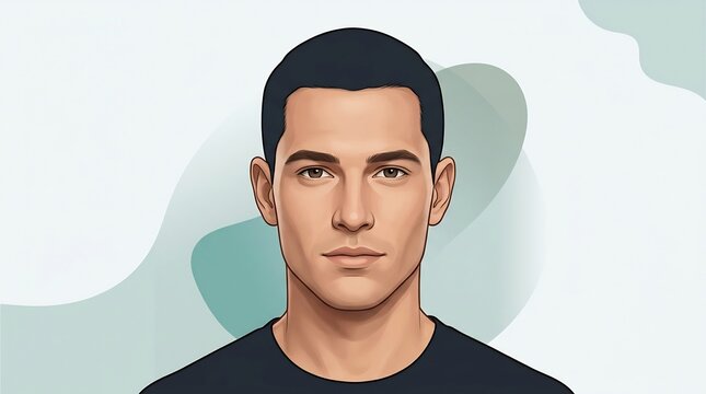 Digital illustration of a professional young adult man with short