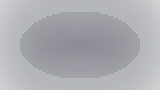 Abstract background, featuring a central, oval shape composed, of dense black, halftone dots on, a light grey, textured, dotted surface