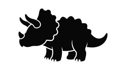 Black silhouette of a triceratops dinosaur on a white background © Killer Abbas