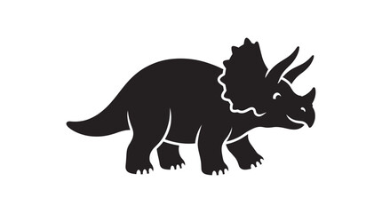 Black silhouette of a triceratops dinosaur against a white background © Killer Abbas