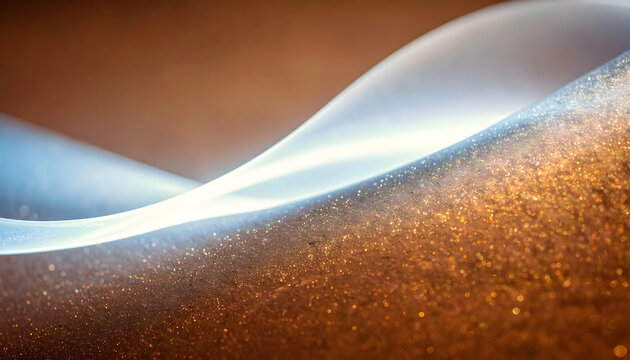 Abstract Macro Background with Glowing Wave and Gold Glitter Texture.