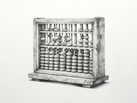 Vintage abacus calculator on wooden stand