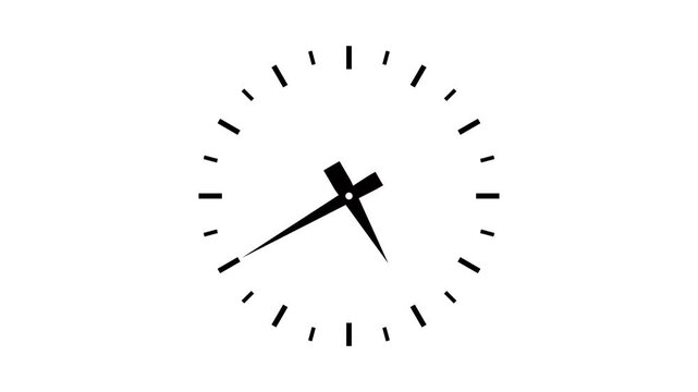 Clock spinning, watch animation on transparent background with alpha channel. Clock icon flat style 24 hours