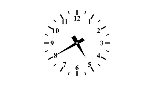 Clock spinning, watch animation on transparent background with alpha channel. Clock icon flat style 24 hours
