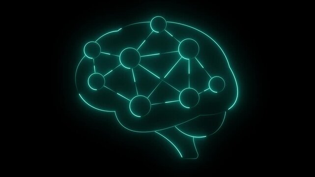 Neural network brain illustration with glowing connections