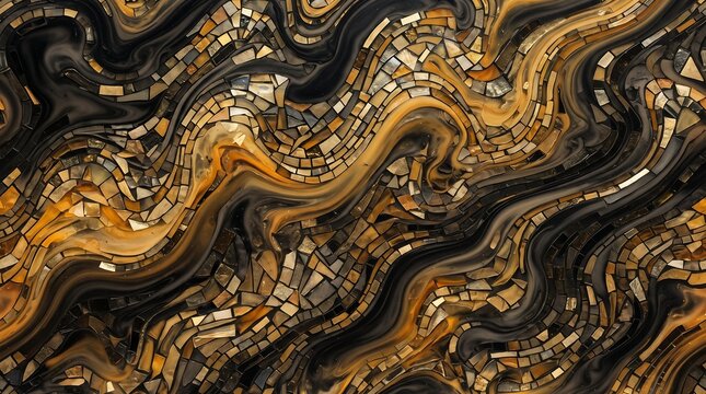 Liquid gold gradient in pearl and cobalt hues, with a flowing ribbon curve pattern, artistic abstract gradient background design
