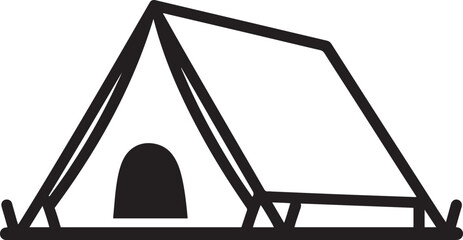Black camping tent outline graphic icon © miht3325