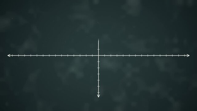 Blank Chalkboard Coordinate Plane Drawing Itself, Empty Cartesian Graph Grid Animation for Math Lessons, No Text, Copy Space