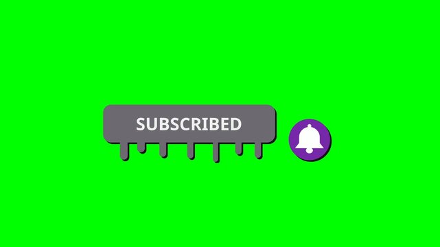 Animated Halloween dripping Subscribe button and bell icon clicked by a cursor with flying bats on a green screen, chroma key video overlay for spooky YouTube vlogs and channel promos   