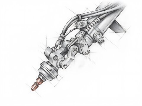 Close-up of mechanical throttle body with cables