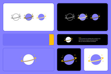 Saturn with star logo design, Creative planet logo design with modern concept, galaxy logo vector icon illustration, saturn planet vector icon, Galaxy logo, planet, space, astronomy, planet symbol, co © pdpt