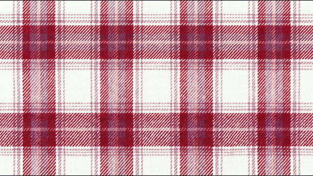 Bright red and white plaid flannel fabric texture pattern with diagonal lines
