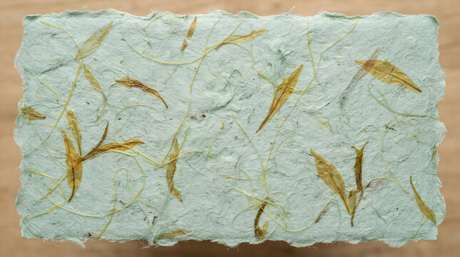 Green autumn leaves scattered on a textured light grey stone surface for a natural seasonal background