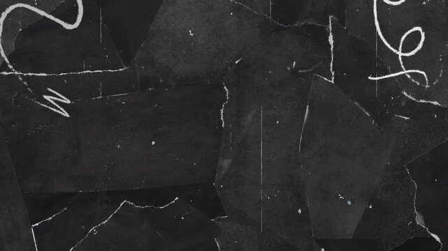 Black Grunge Torn Paper Texture with White Scribbles and Scratches Noise animation,Dark Distressed Film Dust for Intro and Transition Videos motion background 