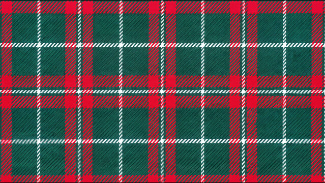 Traditional green and red tartan plaid fabric textile pattern with checkered diagonal twill weave