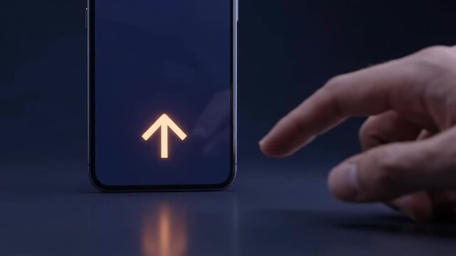 Smartphone with Glowing Upload Arrow Indicator