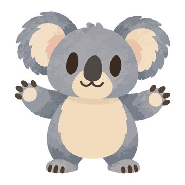 コアラ 絵本風イラスト 動きのあるポーズ かわいい動物 透過素材