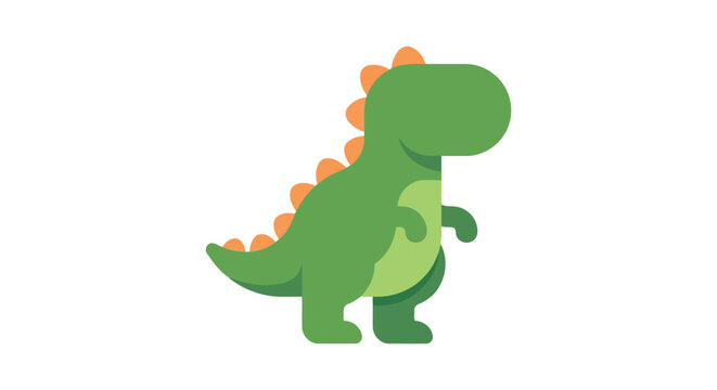 Green tyrannosaurus rex illustration stands against a plain white background simplified design dinosaur trex