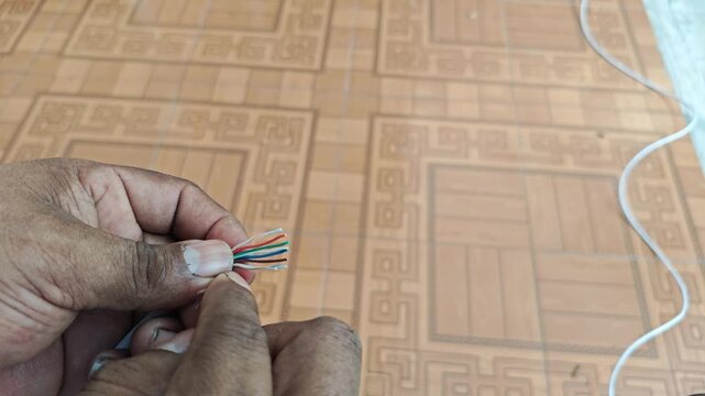 Arranging Ethernet Cable Wires Before RJ45 Connector Crimp