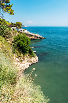 Gorgeous picturesque view on rocky Skalice beach in Ulcinj, Montenegro