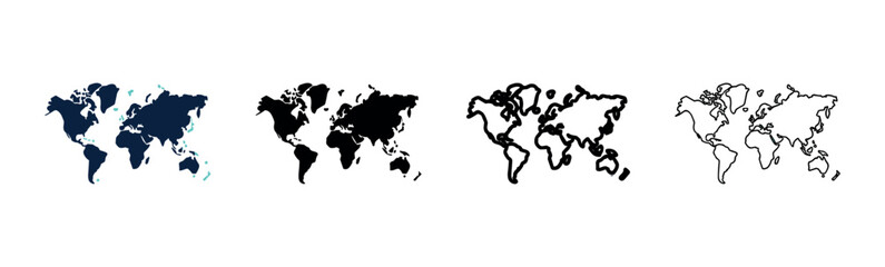 World Map Silhouette Icon Set for Global and Travel Themes © liubomir118809