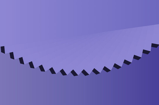 Minimalist Purple Abstract Background featuring 3D Curved Jagged Sawtooth Edge Arc Dividing Top Light and Bottom Dark Gradients   