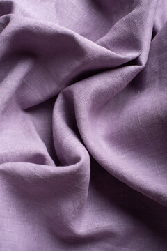 Draped Lavender Purple Washed Linen Fabric Folds Close Up