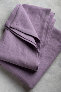Folded Lavender Purple Linen Tablecloth Close Up