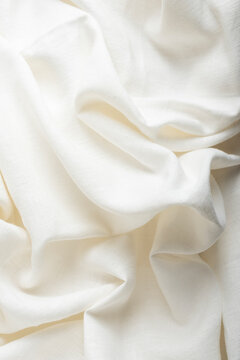 Draped Off White Linen Fabric Background