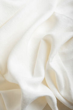 Draped Off White Linen Fabric Background