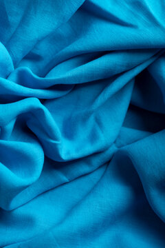 Draped Turquoise Blue Linen Cloth Background