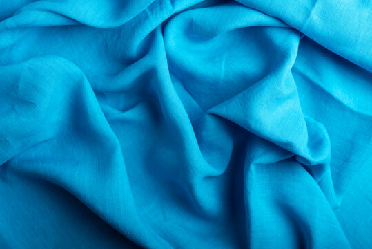 Draped Turquoise Blue Linen Cloth Background