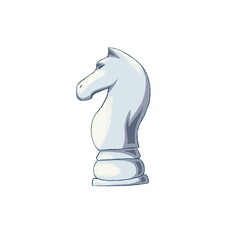 White chess knight piece illustration isolated on white background for strategy, tactics, game design, and business decision concept © Александр Темко