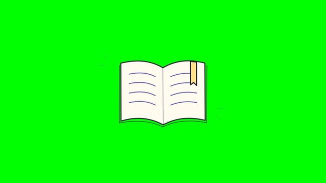 Open Book Icon on Green Screen