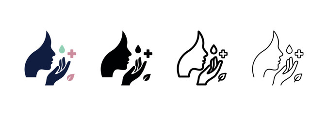 Fototapeta premium Natural Skincare and Facial Moisturizing Therapy Icon Set