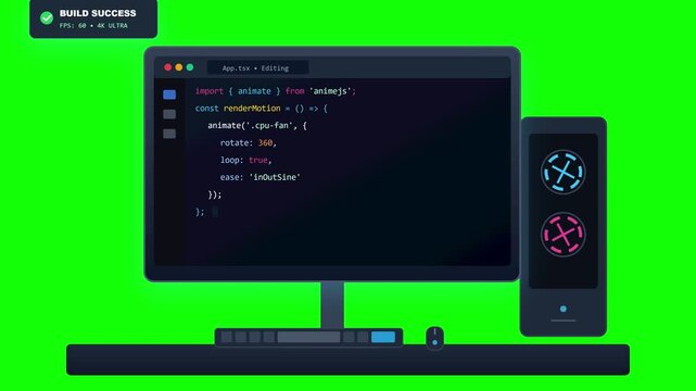 Coding Environment Vector with Green Screen