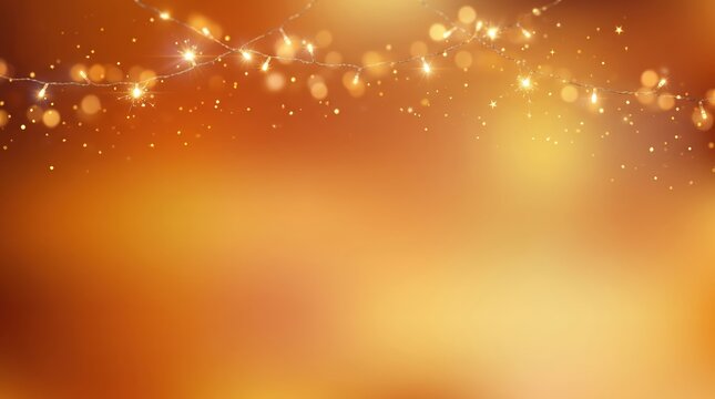 Golden Festive Holiday Lights with Warm Glowing Bokeh Background