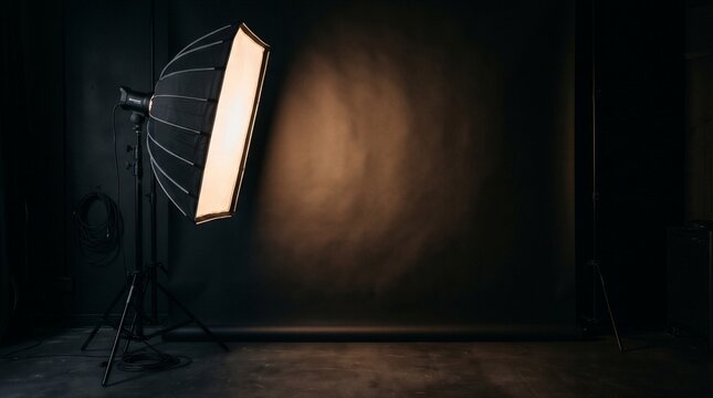 Studio light illuminating empty backdrop in studio set