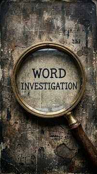 Magnifying Glass on Word Investigation Text Research Analysis and Discovery Concept