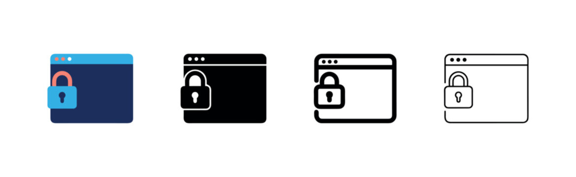 Secure web browser window with padlock icon - website security and privacy concept