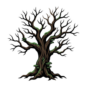 Spooky dead tree isolated graphic element for halloween party design