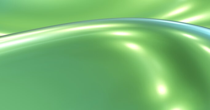 Abstract 3d background with smooth flowing green waves and soft glossy highlights