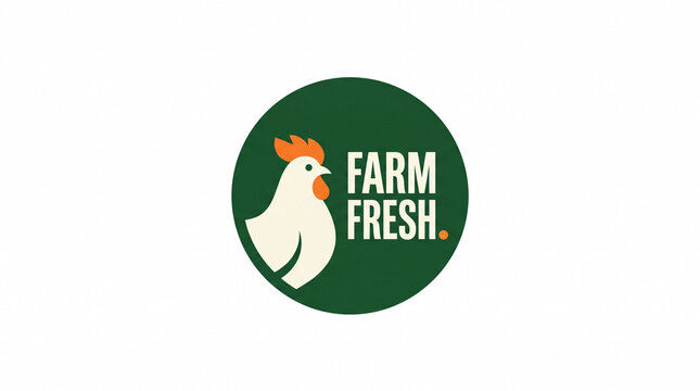 Logo Farm Fresh de coq blanc sur cercle vert